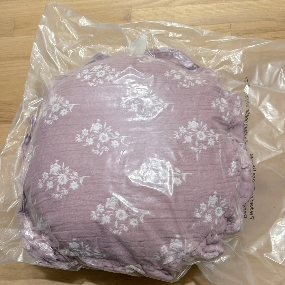 NWT | Round Ruffle Floral Jacquard Pillow Purple/Cream -  Studio McGee
